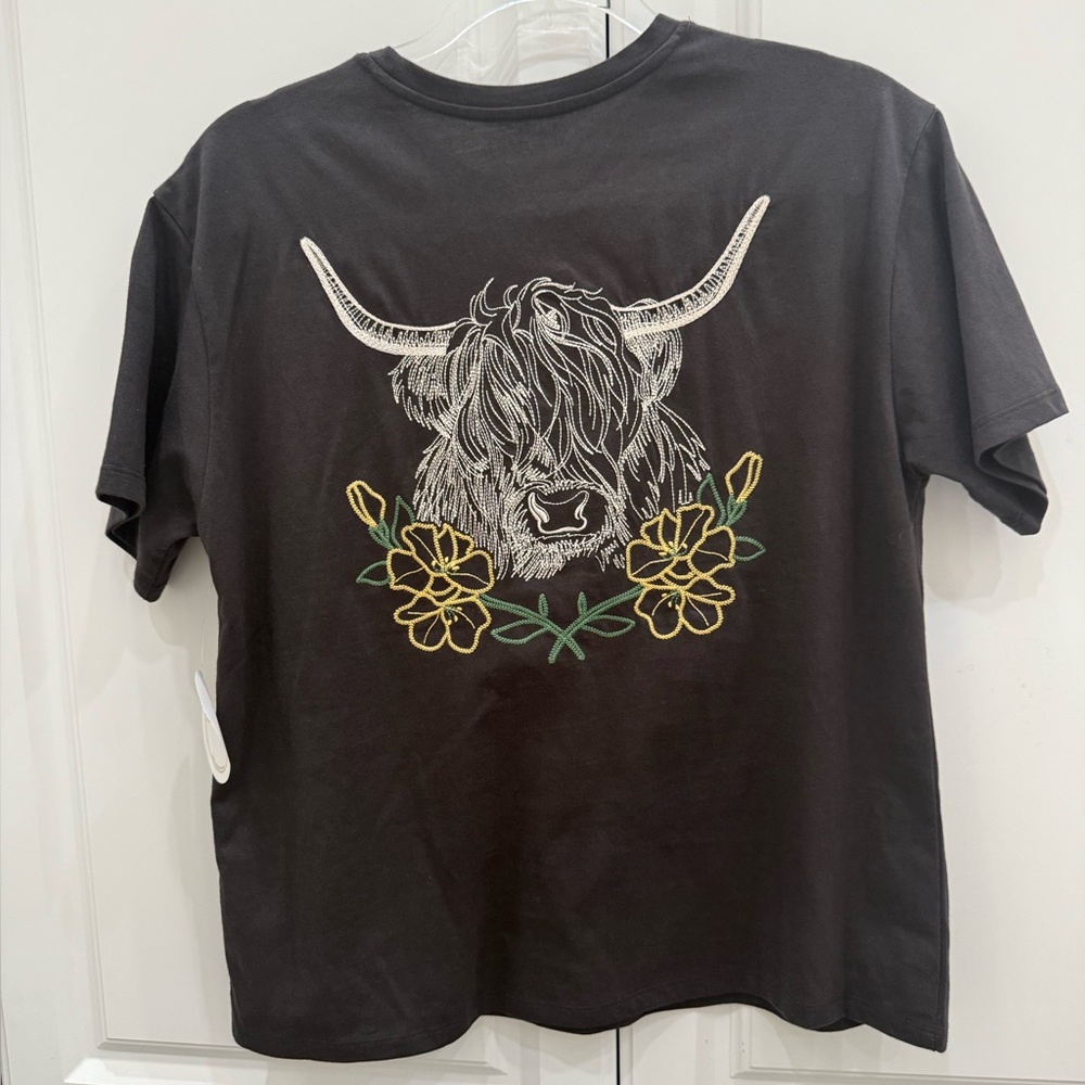 🌟NWT🌟 House of Cotton Black Highland Cow Tee Shirt